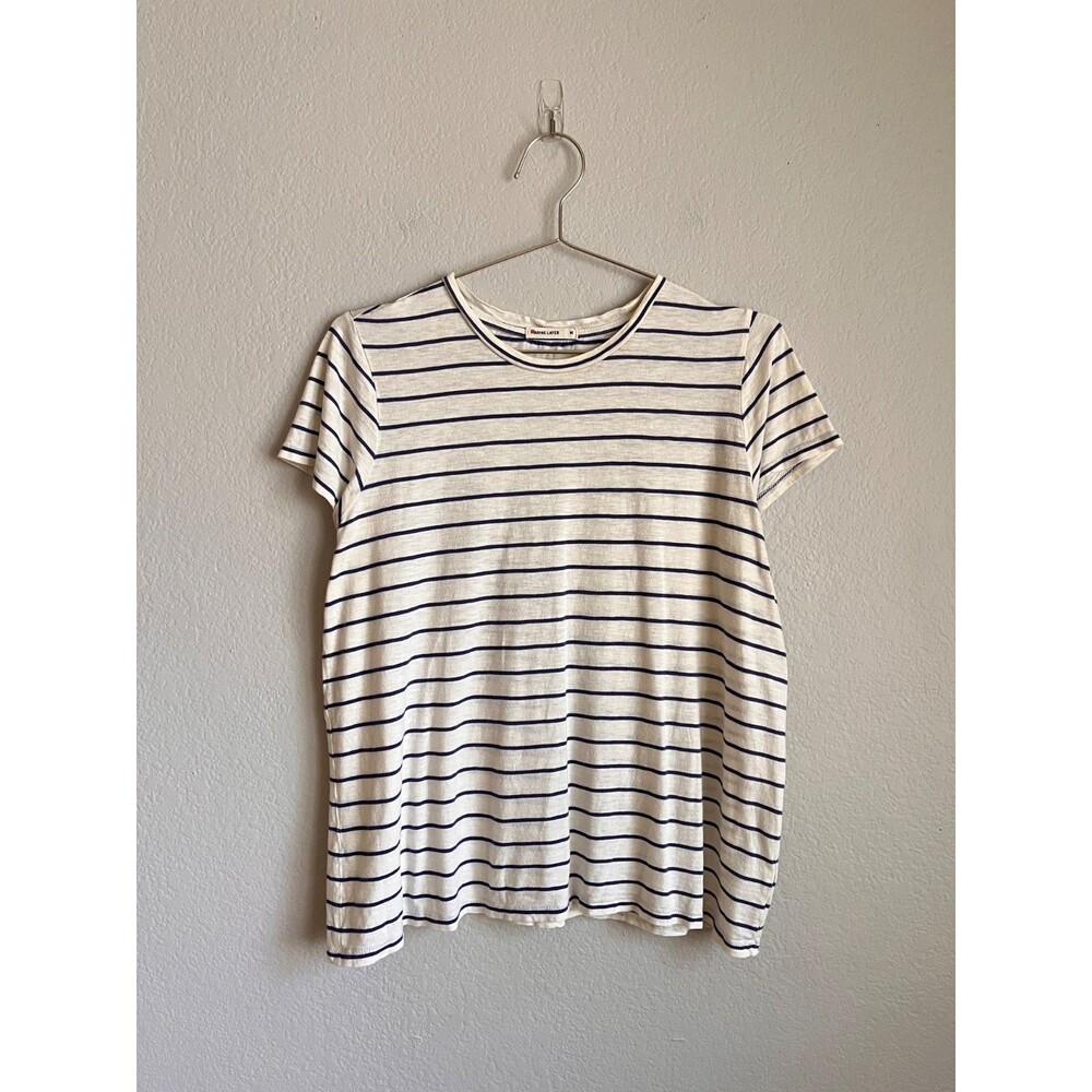 Marine Layer Women's Swing Crew Tee in Ivory/Navy Stripe Size MEDIUM